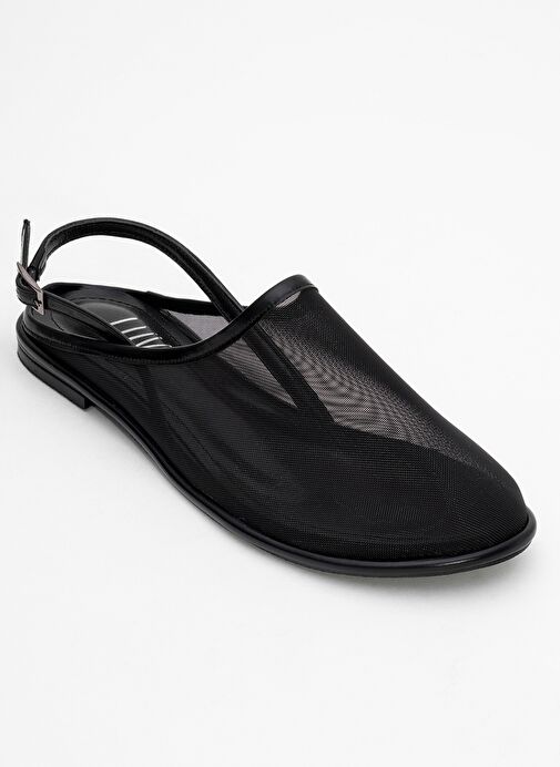 SHEN Siyah Fileli Burnu Kapalı Kadın Sandalet - Görsel 4