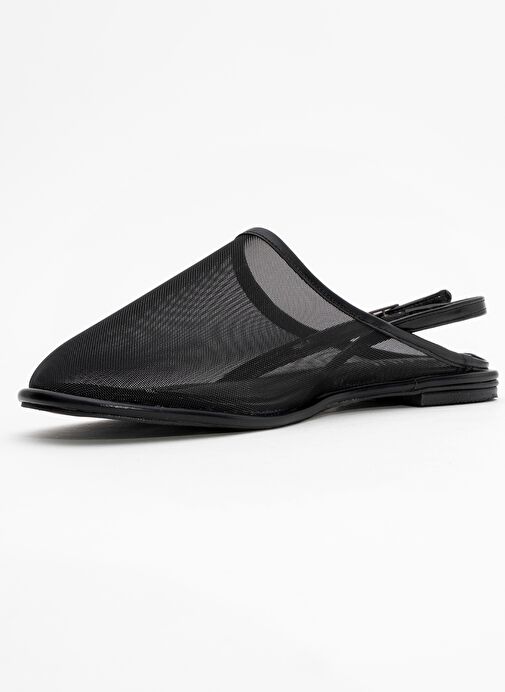 SHEN Siyah Fileli Burnu Kapalı Kadın Sandalet - Görsel 5