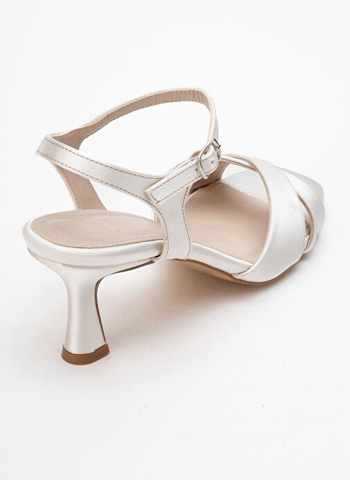 MELİN Sedef Saten Çapraz Bantlı Kadın Topuklu Ayakkabı - Görsel 6