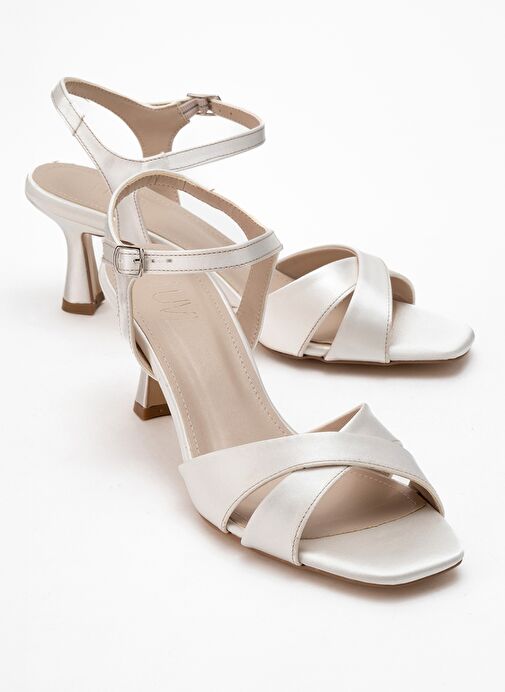 MELİN Sedef Saten Çapraz Bantlı Kadın Topuklu Ayakkabı - Görsel 2