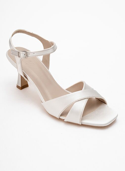 MELİN Sedef Saten Çapraz Bantlı Kadın Topuklu Ayakkabı - Görsel 4