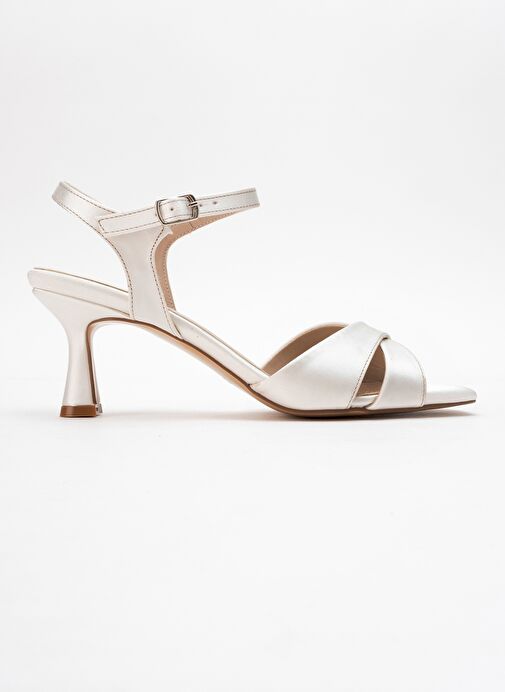 MELİN Sedef Saten Çapraz Bantlı Kadın Topuklu Ayakkabı - Görsel 7