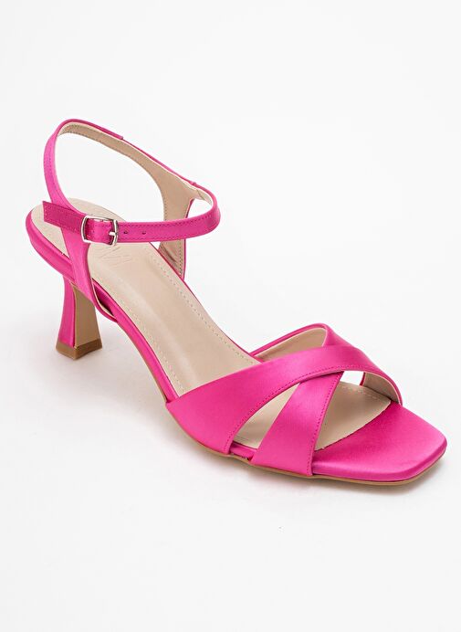 MELİN Fuşya Saten Çapraz Bantlı Kadın Topuklu Ayakkabı - Görsel 4