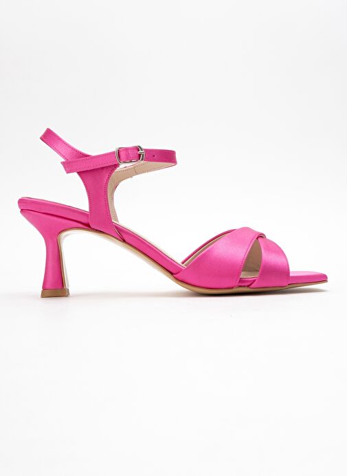 MELİN Fuşya Saten Çapraz Bantlı Kadın Topuklu Ayakkabı - Görsel 7