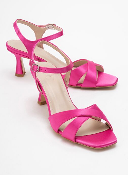 MELİN Fuşya Saten Çapraz Bantlı Kadın Topuklu Ayakkabı - Görsel 2