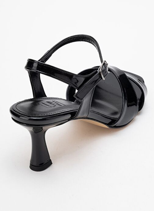 MELİN Siyah Rugan Çapraz Bantlı Kadın Topuklu Ayakkabı - Görsel 6