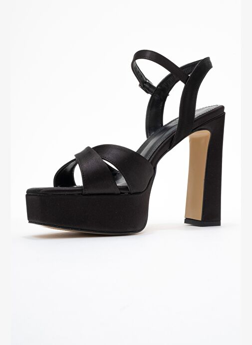Luvi Shoes Luvi Shoes Belirsiz YULİA Siyah Saten Çapraz Bantlı Kadın Platform Topuklu Ayakkabı Abiye Ayakkabı | Boyner Belirsiz - 5. görsel