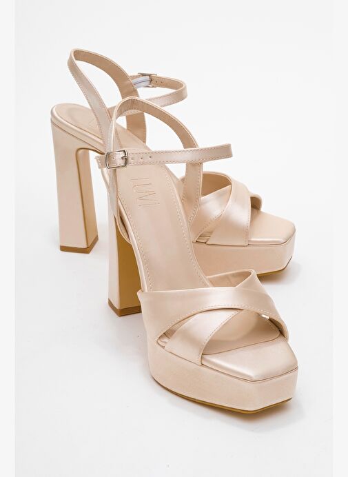 Luvi Shoes Luvi Shoes Belirsiz YULİA Bej Saten Çapraz Bantlı Kadın Platform Topuklu Ayakkabı Abiye Ayakkabı | Boyner Belirsiz - 2. görsel