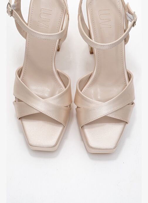 Luvi Shoes Luvi Shoes Belirsiz YULİA Bej Saten Çapraz Bantlı Kadın Platform Topuklu Ayakkabı Abiye Ayakkabı | Boyner Belirsiz - 3. görsel