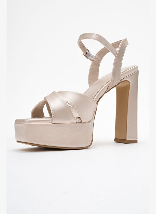 Luvi Shoes Luvi Shoes Belirsiz YULİA Bej Saten Çapraz Bantlı Kadın Platform Topuklu Ayakkabı Abiye Ayakkabı | Boyner Belirsiz - 5. görsel