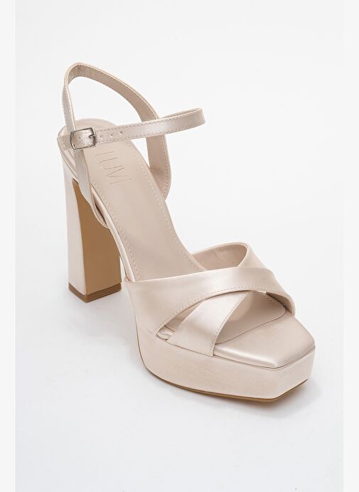 Luvi Shoes Luvi Shoes Belirsiz YULİA Bej Saten Çapraz Bantlı Kadın Platform Topuklu Ayakkabı Abiye Ayakkabı | Boyner Belirsiz - 4. görsel