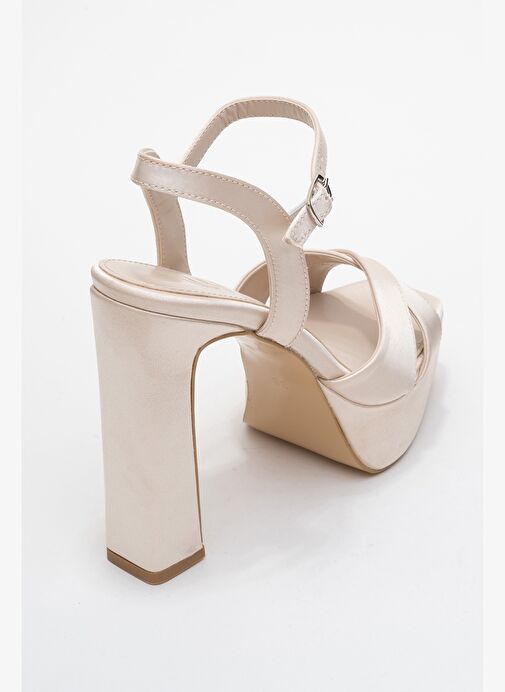 Luvi Shoes Luvi Shoes Belirsiz YULİA Bej Saten Çapraz Bantlı Kadın Platform Topuklu Ayakkabı Abiye Ayakkabı | Boyner Belirsiz - 6. görsel