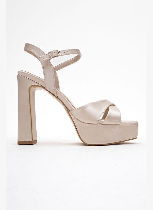 Luvi Shoes Luvi Shoes Belirsiz YULİA Bej Saten Çapraz Bantlı Kadın Platform Topuklu Ayakkabı Abiye Ayakkabı | Boyner Belirsiz - 7. görsel