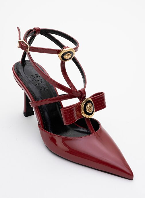 PEAL Bordo Rugan Kadın Topuklu Ayakkabı - Görsel 5