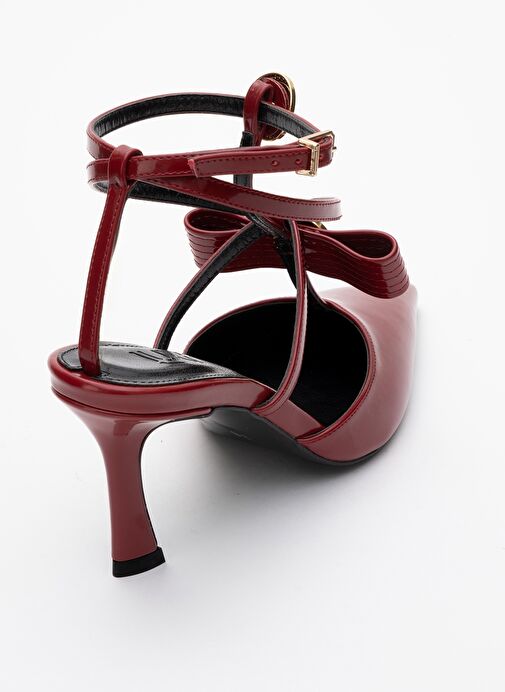 PEAL Bordo Rugan Kadın Topuklu Ayakkabı - Görsel 7