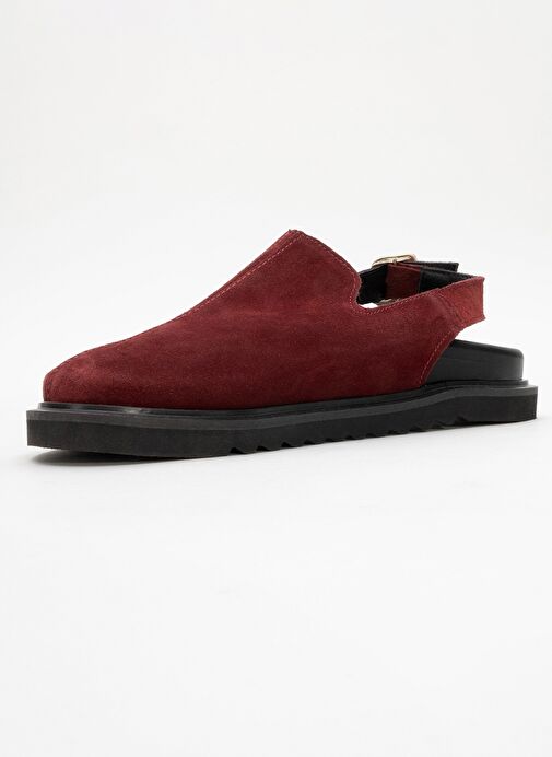 LABY Bordo Süet Hakiki Deri Kadın Sandalet - Görsel 5