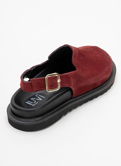 LABY Bordo Süet Hakiki Deri Kadın Sandalet - Görsel 6