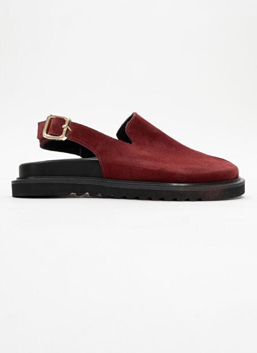 LABY Bordo Süet Hakiki Deri Kadın Sandalet - Görsel 7