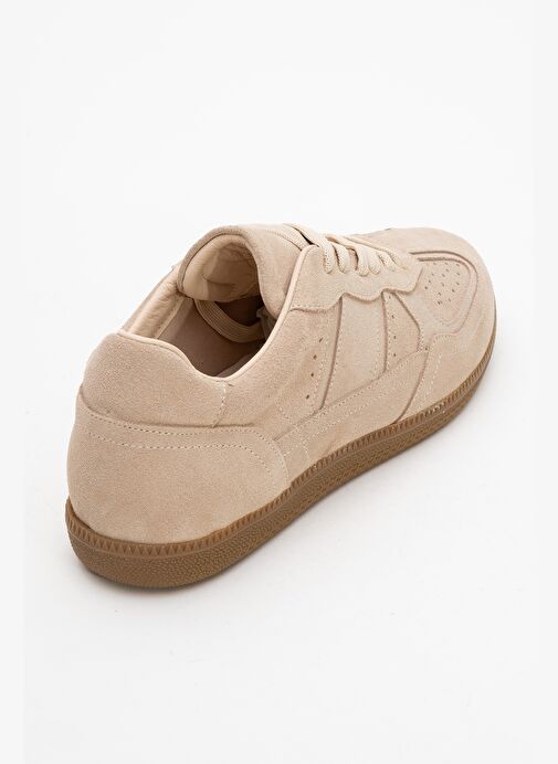 AUREL Bej Süet Hakiki Deri Kadın Günlük Spor Ayakkabı - Görsel 6
