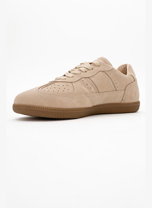 AUREL Bej Süet Hakiki Deri Kadın Günlük Spor Ayakkabı - Görsel 5