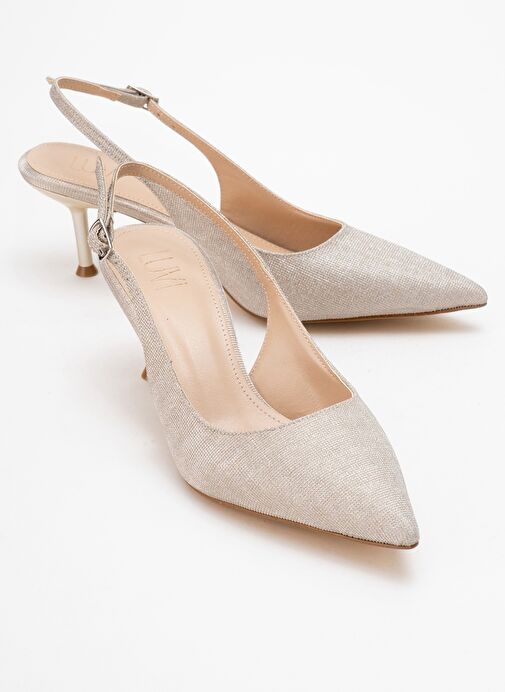 CAİSA Altın Simli Kadın Topuklu Ayakkkabı - Görsel 2