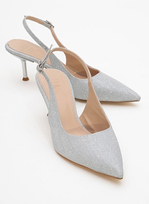 CAİSA Gümüş Simli Kadın Topuklu Ayakkkabı - Görsel 2