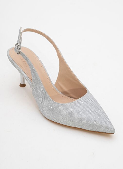 CAİSA Gümüş Simli Kadın Topuklu Ayakkkabı - Görsel 4