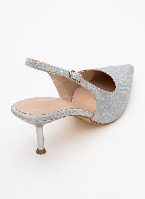 CAİSA Gümüş Simli Kadın Topuklu Ayakkkabı - Görsel 6