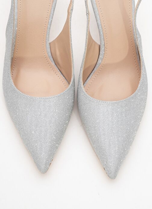 CAİSA Gümüş Simli Kadın Topuklu Ayakkkabı - Görsel 3