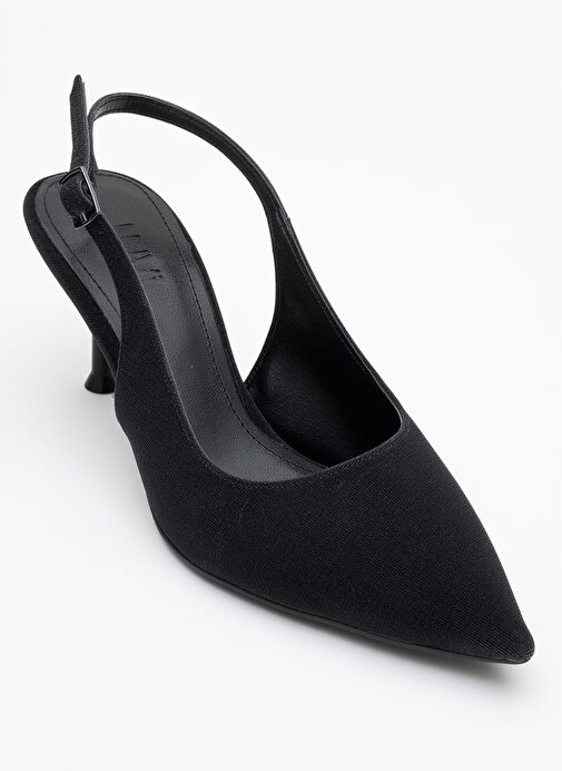 CAİSA Siyah Simli Kadın Topuklu Ayakkkabı - Görsel 4