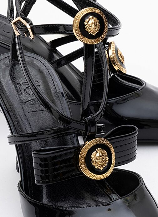 PEAL Siyah Rugan Kadın Topuklu Ayakkabı - Görsel 3