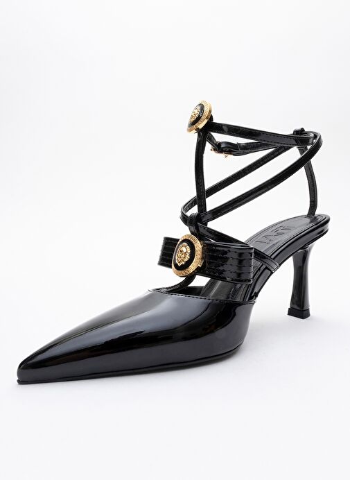 PEAL Siyah Rugan Kadın Topuklu Ayakkabı - Görsel 6