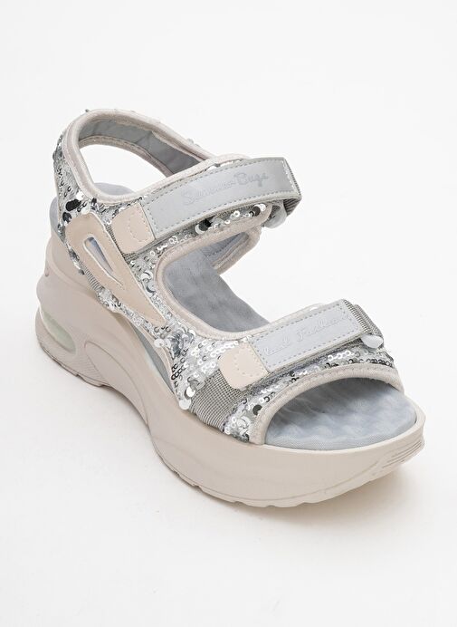 ARTHUR Gri Payet Bantlı Kalın Taban Kadın Spor Sandalet - Görsel 4