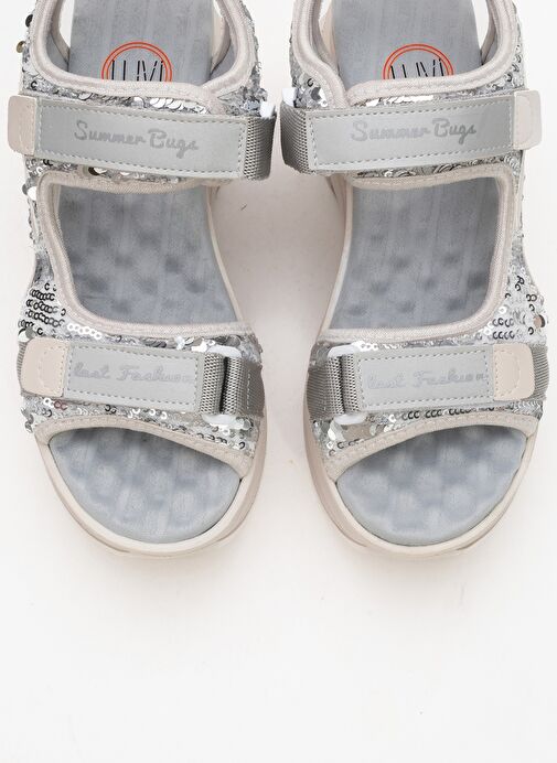 ARTHUR Gri Payet Bantlı Kalın Taban Kadın Spor Sandalet - Görsel 3