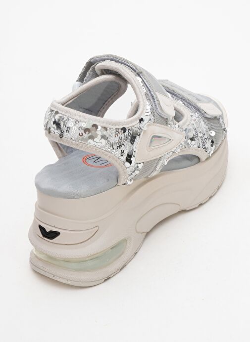 ARTHUR Gri Payet Bantlı Kalın Taban Kadın Spor Sandalet - Görsel 6