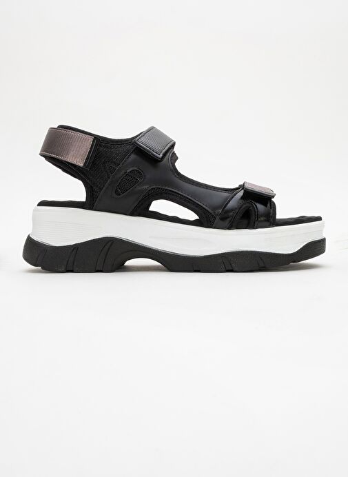 4740 Siyah Platin Bantlı Kadın Sandalet - Görsel 7