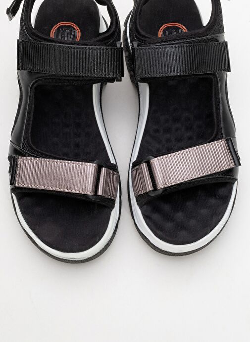 4740 Siyah Platin Bantlı Kadın Sandalet - Görsel 3