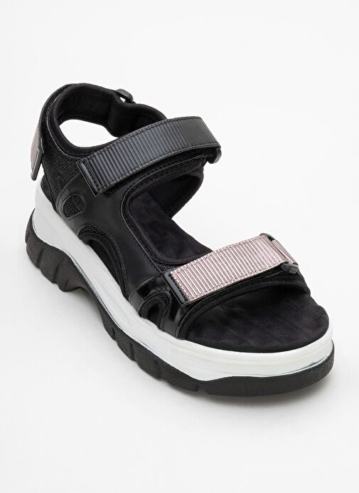 4740 Siyah Platin Bantlı Kadın Sandalet - Görsel 4