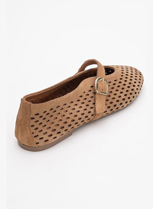 ARİAN Toprak Süet Hakiki Deri Delikli Kadın Babet Ayakkabı - Görsel 6