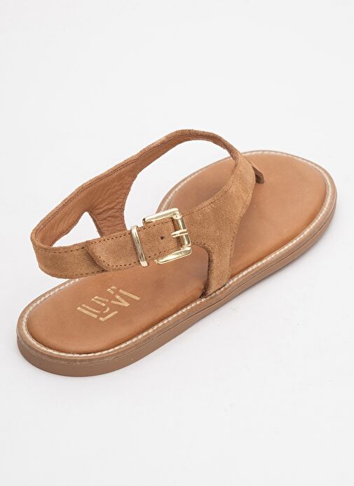 BELİNDA Toprak Süet Hakiki Deri Kadın Parmak Arası Sandalet - Görsel 6