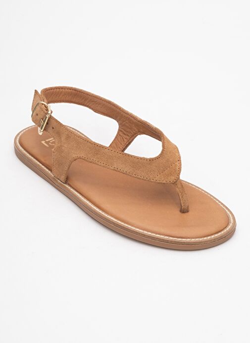 BELİNDA Toprak Süet Hakiki Deri Kadın Parmak Arası Sandalet - Görsel 4