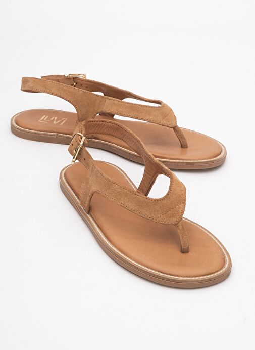 BELİNDA Toprak Süet Hakiki Deri Kadın Parmak Arası Sandalet - Görsel 2