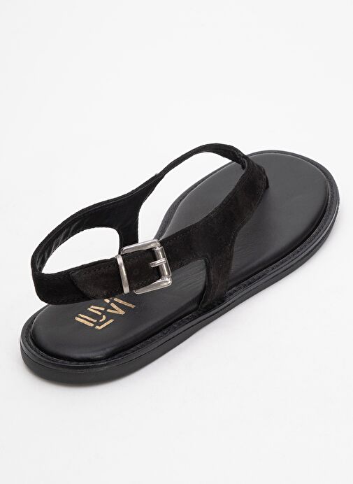 BELİNDA Siyah Süet Hakiki Deri Kadın Parmak Arası Sandalet - Görsel 6