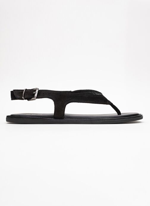 BELİNDA Siyah Süet Hakiki Deri Kadın Parmak Arası Sandalet - Görsel 7