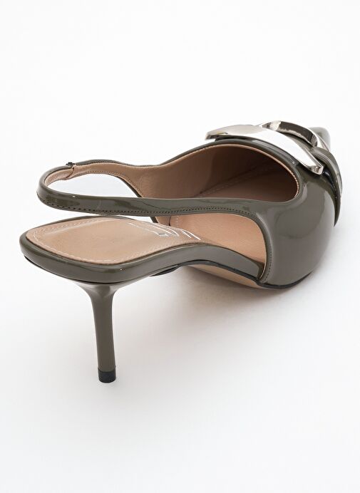 LUSTRE Haki Rugan Tokalı Sivri Burun Kadın Topuklu Ayakkabı - Görsel 6