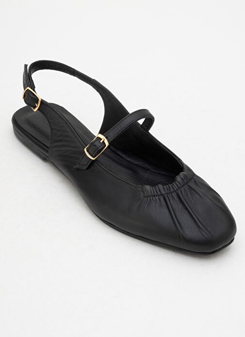 BRITNEY Siyah Hakiki Deri Önü Kapalı Kadın Sandalet - Görsel 4