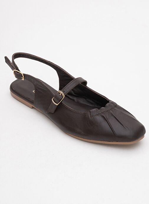 BRITNEY Kahverengi Hakiki Deri Önü Kapalı Kadın Sandalet - Görsel 4