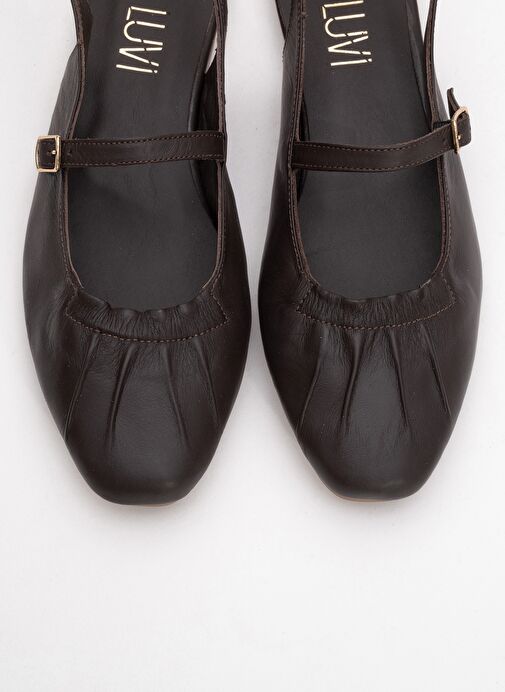 BRITNEY Kahverengi Hakiki Deri Önü Kapalı Kadın Sandalet - Görsel 3