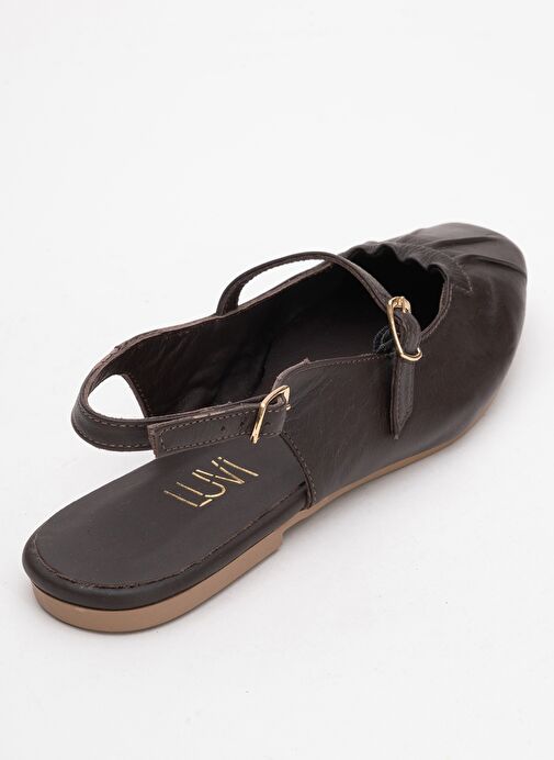 BRITNEY Kahverengi Hakiki Deri Önü Kapalı Kadın Sandalet - Görsel 6