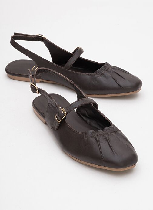 BRITNEY Kahverengi Hakiki Deri Önü Kapalı Kadın Sandalet - Görsel 2